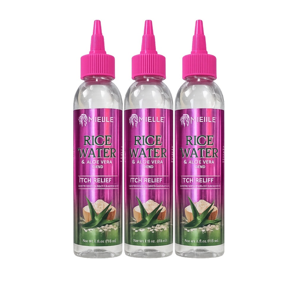 3 Pack Mielle Rice Water & Aloe Vera Itch Relief Scalp Treatment 4oz Bottles